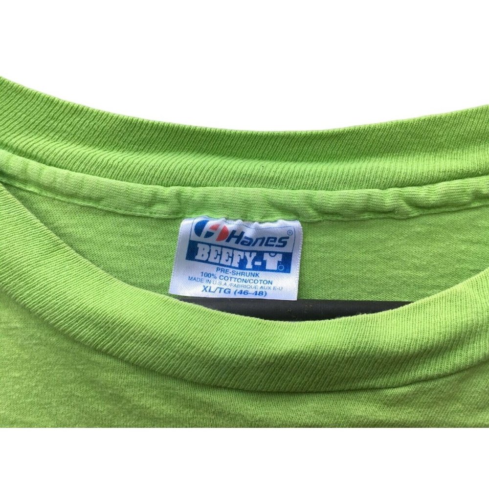 Vintage Alaska Ocean Seafood Hanes Beefy-T Sz XL T-Shirt Neon Green single stitc - Picture 3 of 4